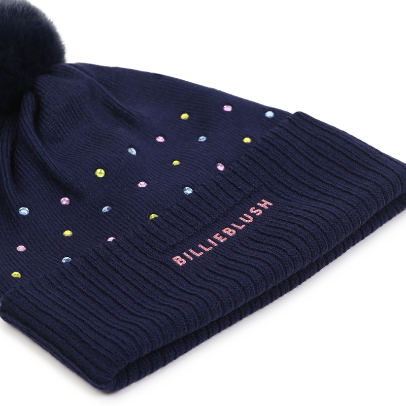 BILLIEBLUSH . Bonnet à strass multicolors indigo