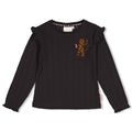 Jubel * T-shirt manches longues côtelé marron avec imprimé