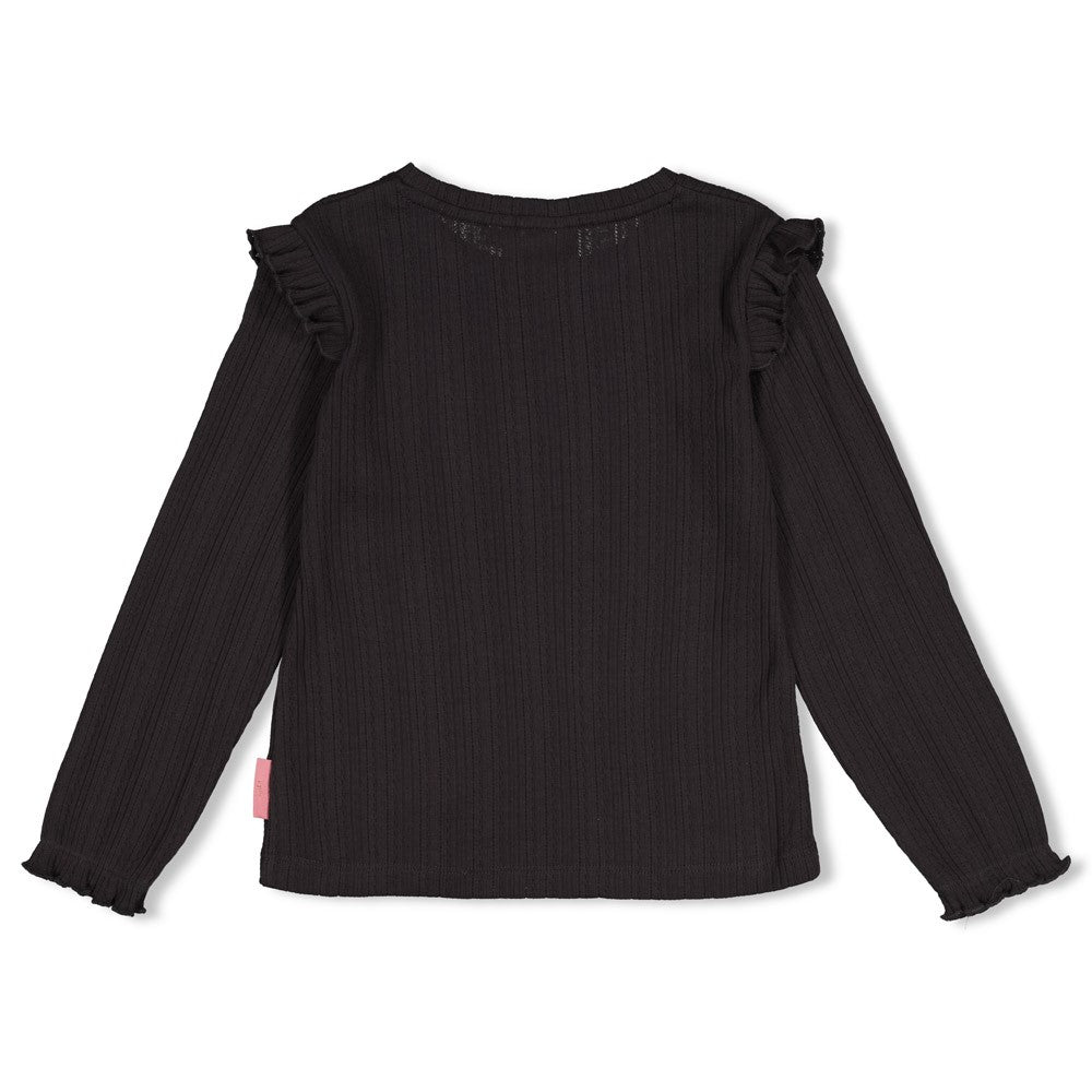 Jubel * T-shirt manches longues côtelé marron avec imprimé