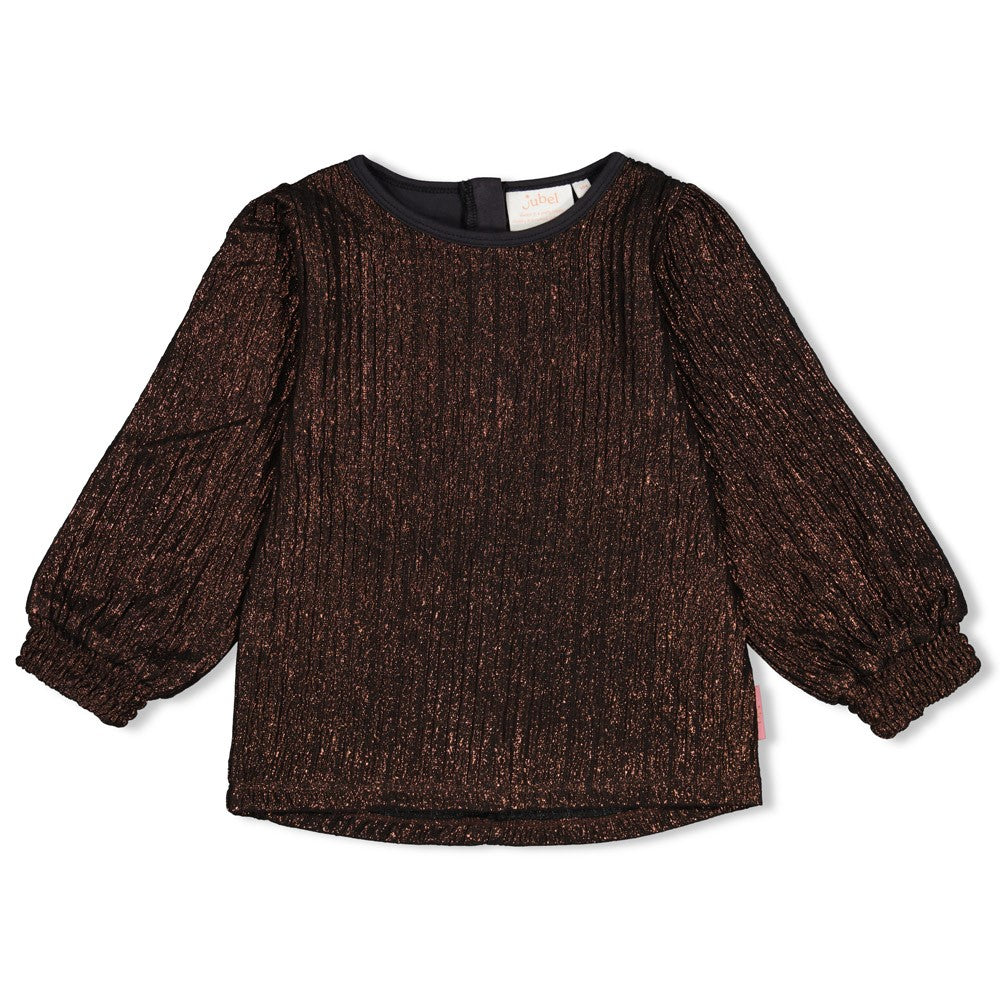 Jubel * T-shirt manches longues effet froissé brillant marron