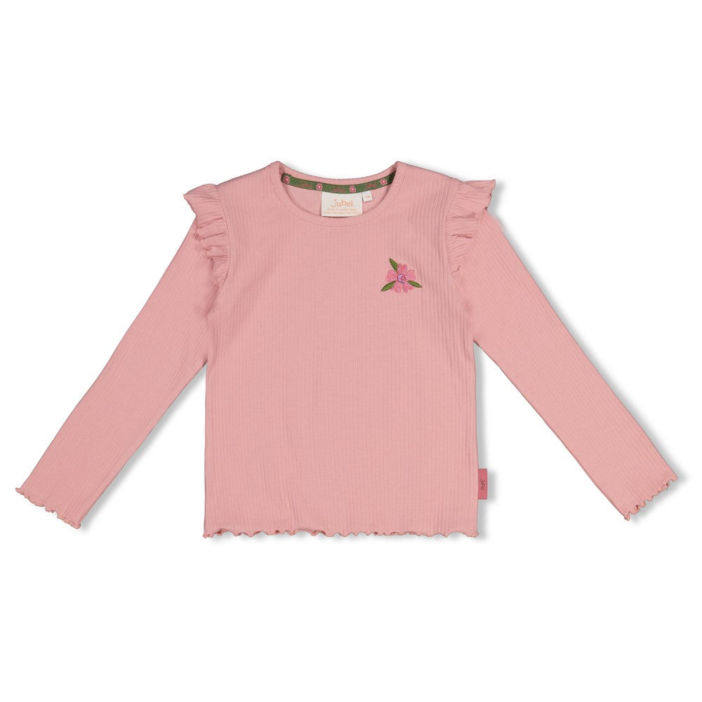 Jubel * T-shirt manches longues côtelé rose Moon Flowers