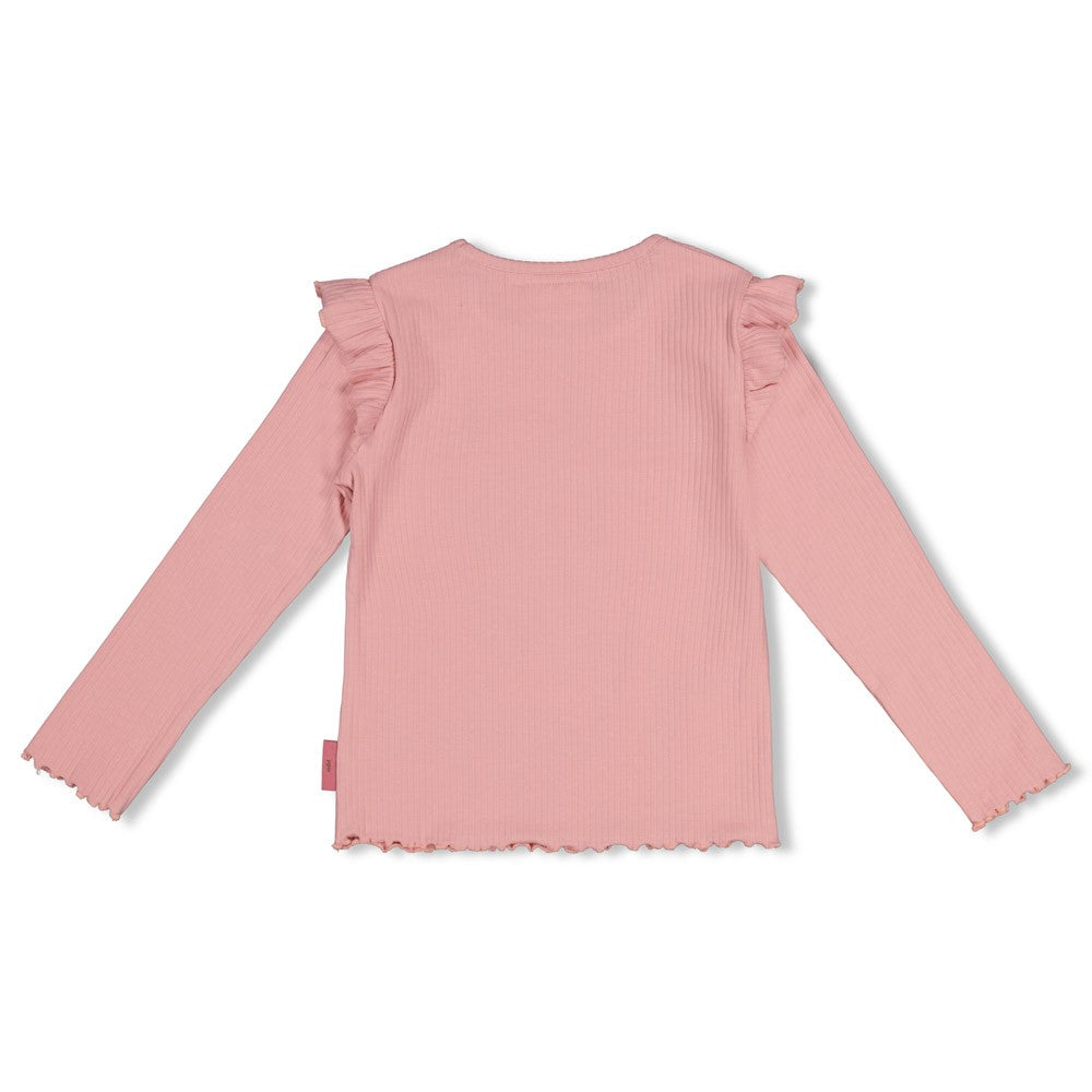 Jubel * T-shirt manches longues côtelé rose Moon Flowers