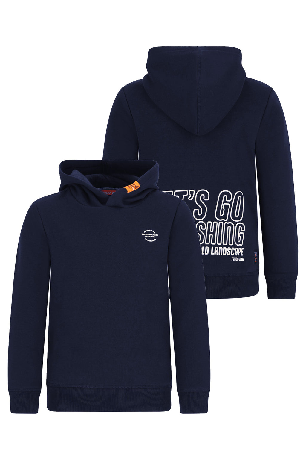 TYGO&vito SWEAT À CAPUCHE bleu foncé avec imprimé dos