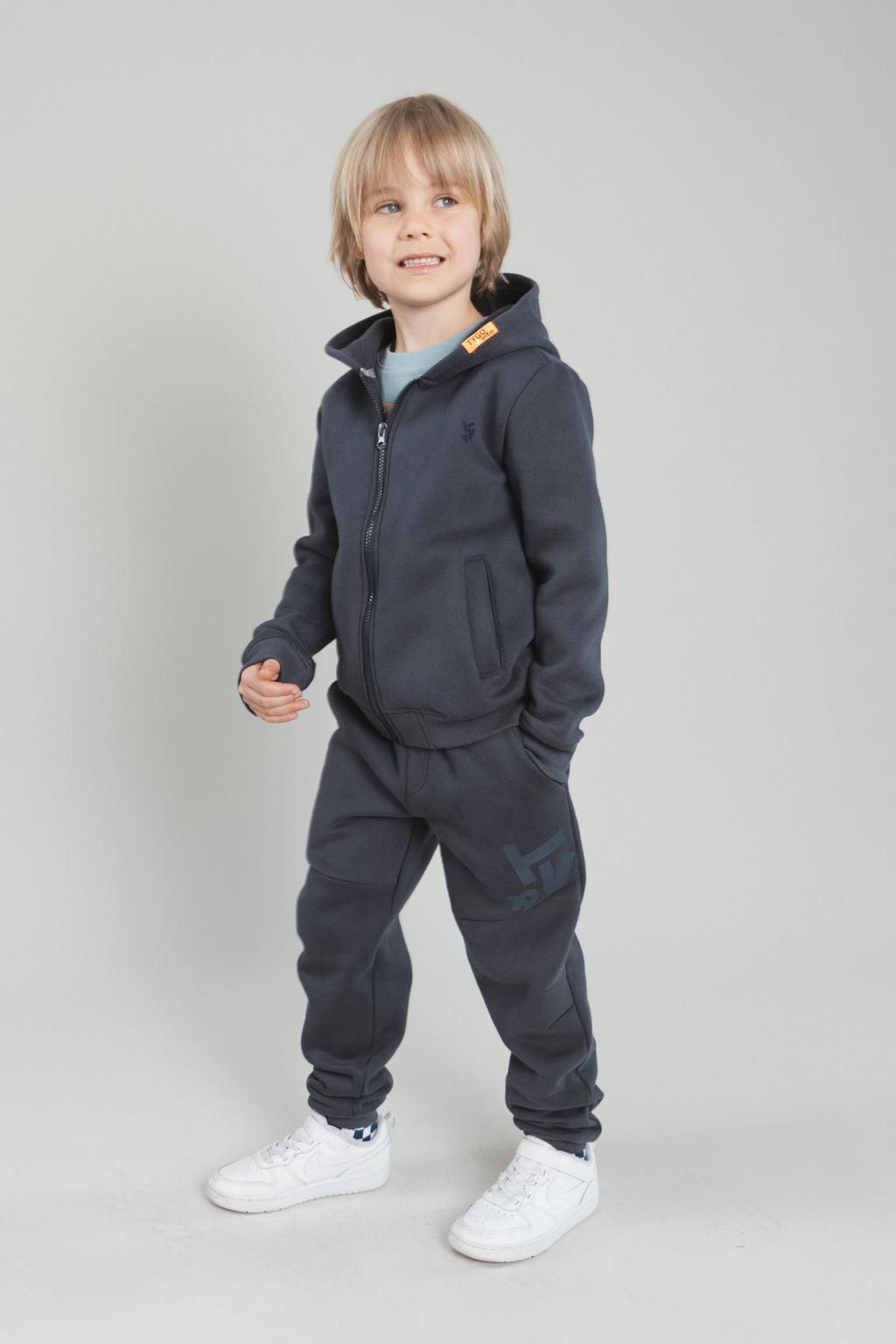 TYGO&vito Sweat à capuche Zip Coton gris foncé
