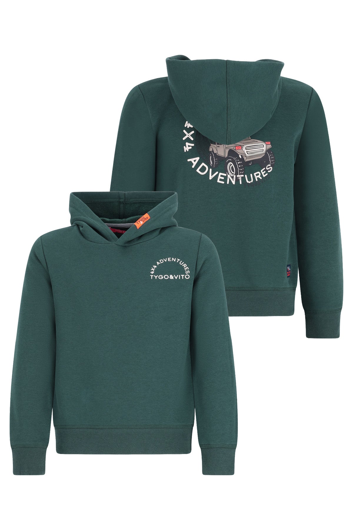 TYGO&vito SWEAT À CAPUCHE vert avec imprimé dos