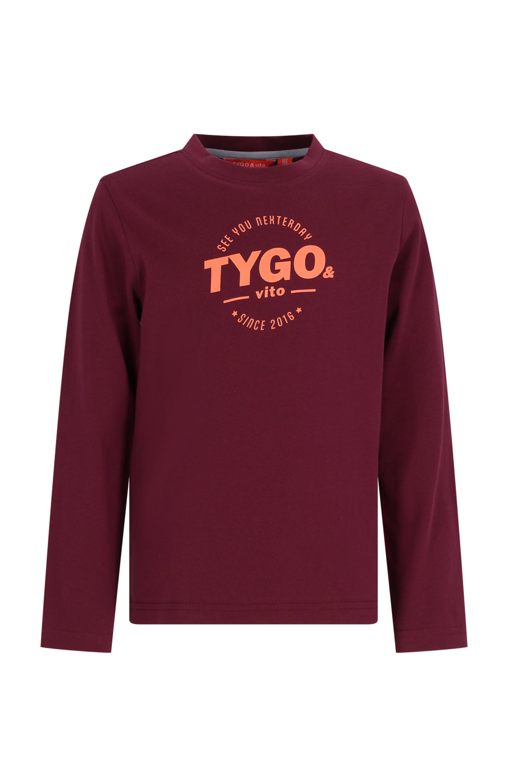 TYGO&vito T-shirt manches longues avec imprimé bordeaux